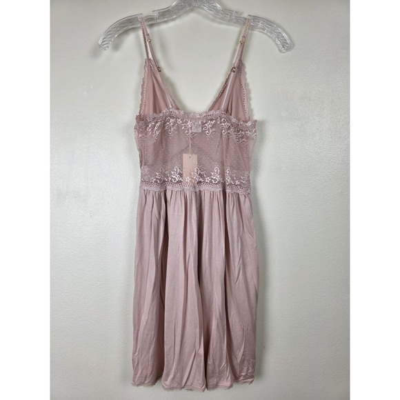 Eberjey Nightgown Womens M Dusty Rose Pink Lace Trim Sexy Babydoll Chemise NWT - Picture 13 of 14